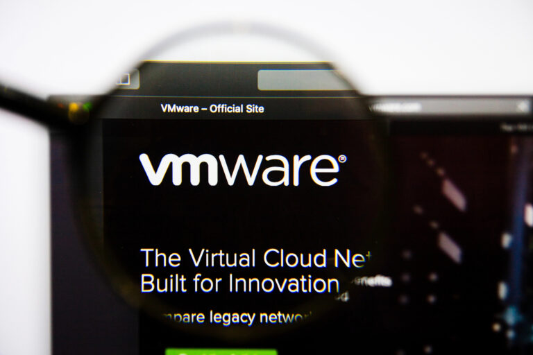 VMware logo displayed on a website, tied to discussion of cloud strategies and alternative solutions.