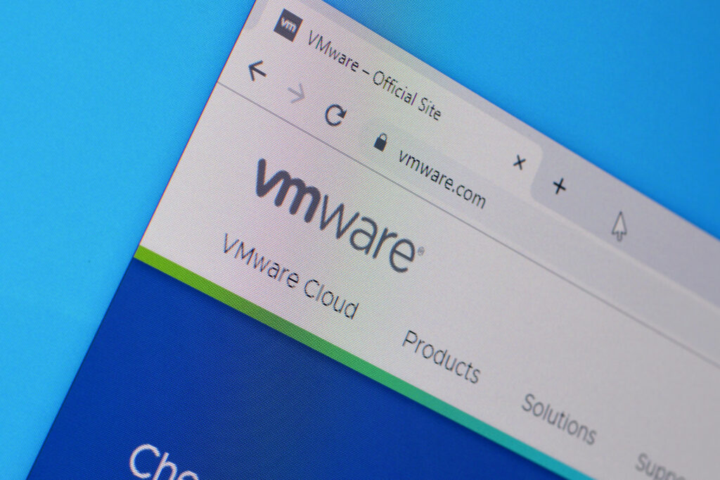 VMware homepage screenshot showing contrast with secure cloud hosting options